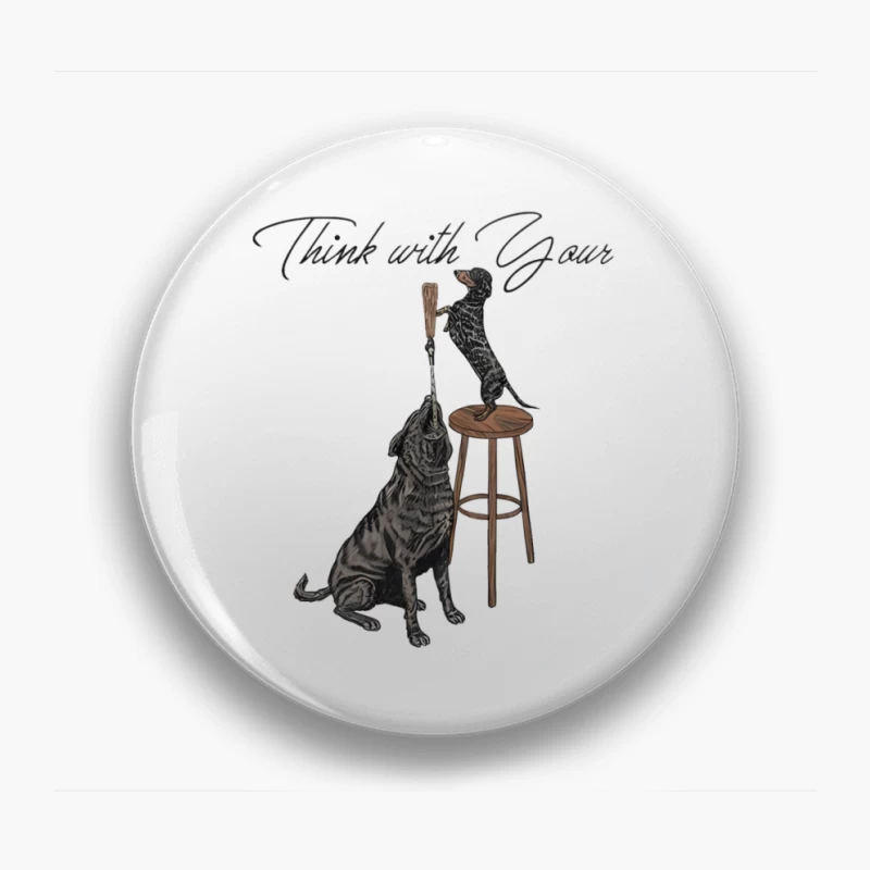 Artistic Black Dog Illustration with Motivational Message Pin