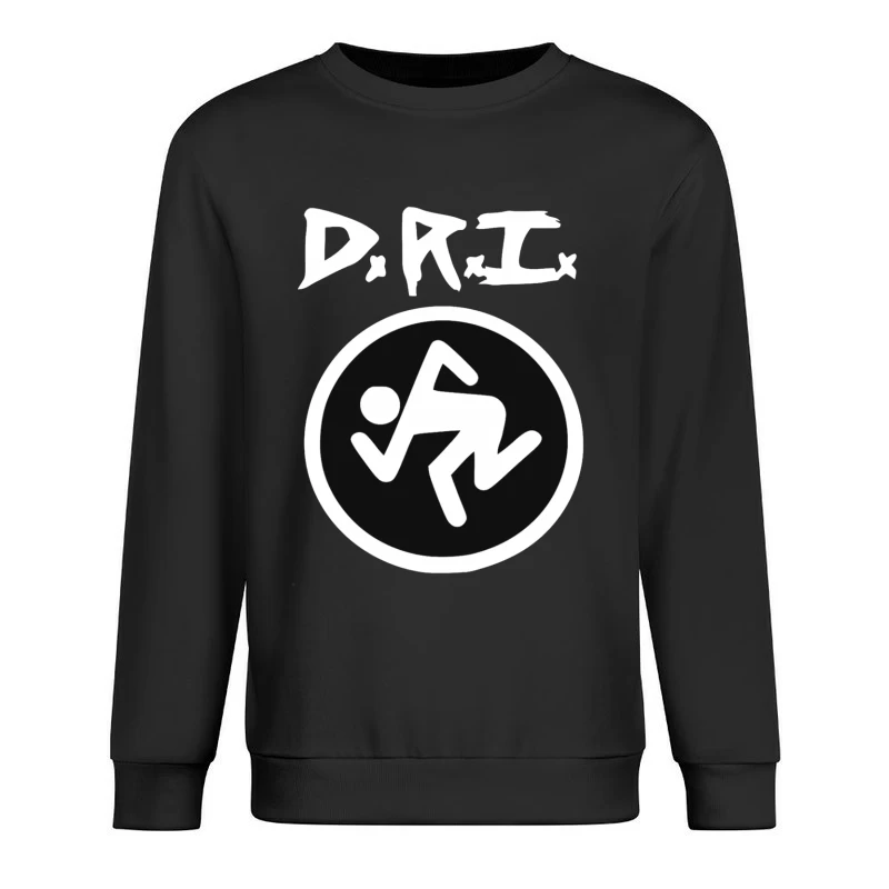 DRI Records Running Man Logo in Black and White Circle Male Pullover Sweatshirt