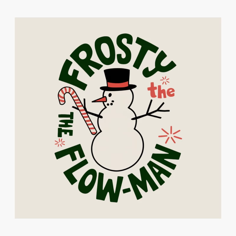 Frosty the Snowman Christmas Cartoon with Candy Cane and Top Hat Throw Pillow
