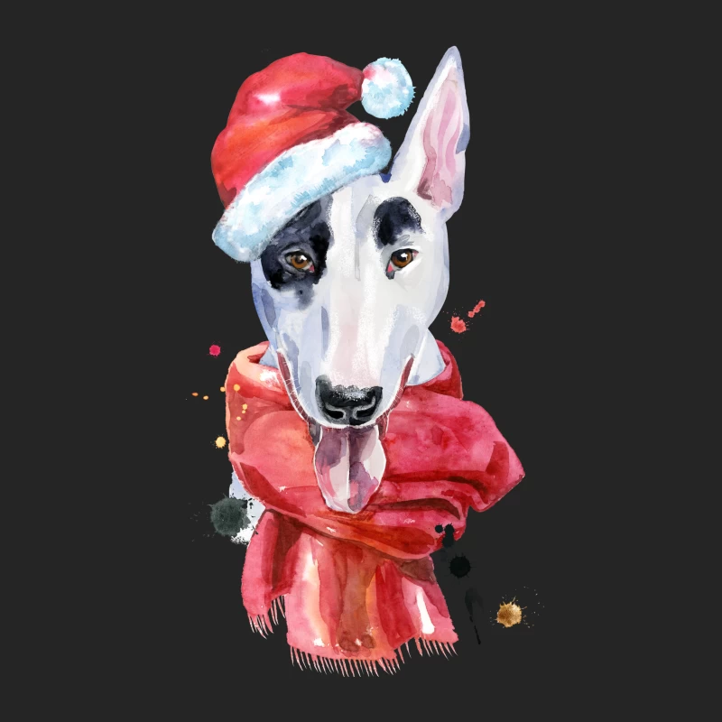 Chien en chapeau de Noël et écharpe Homme Sweat-shirt à enfiler