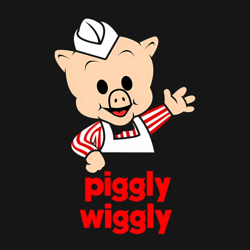 Piggly Wiggly Grocery Store Cartoon Pig Mascot Logo Male Long Sleeve T-Shirt