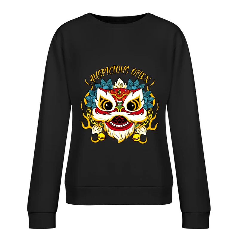 Auspizien-Maske mit Flammen und Blumen Damen Pullover Sweatshirt