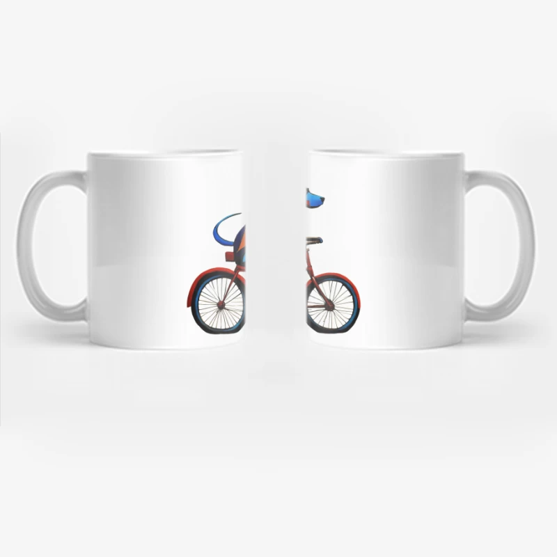 Geometric Colorful Dog Riding Red Bicycle Art Coffee Mug