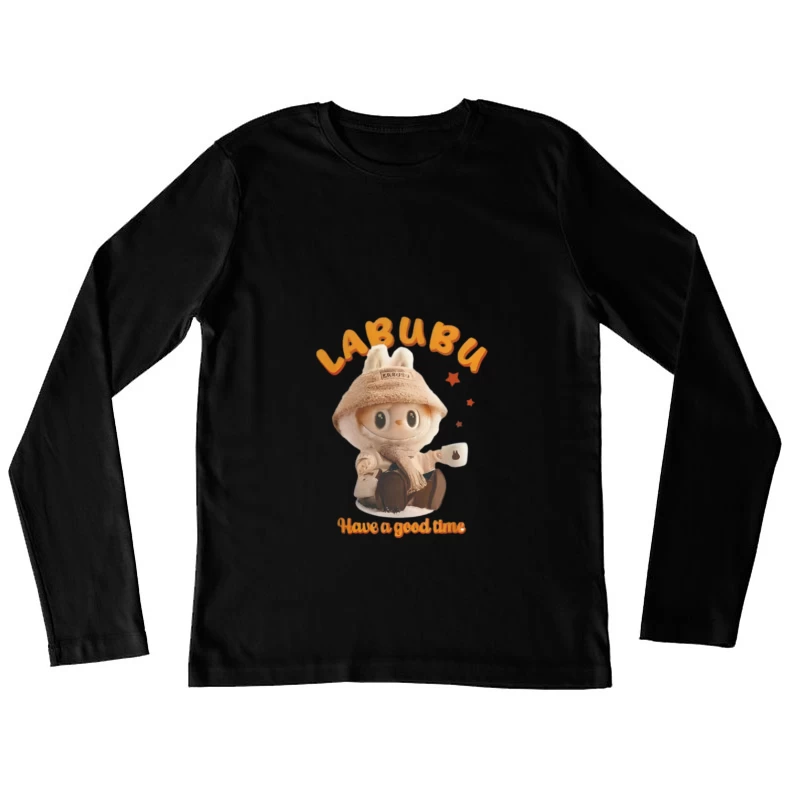Adorable personnage avec café et chapeau Femme Manches Longues T-Shirt