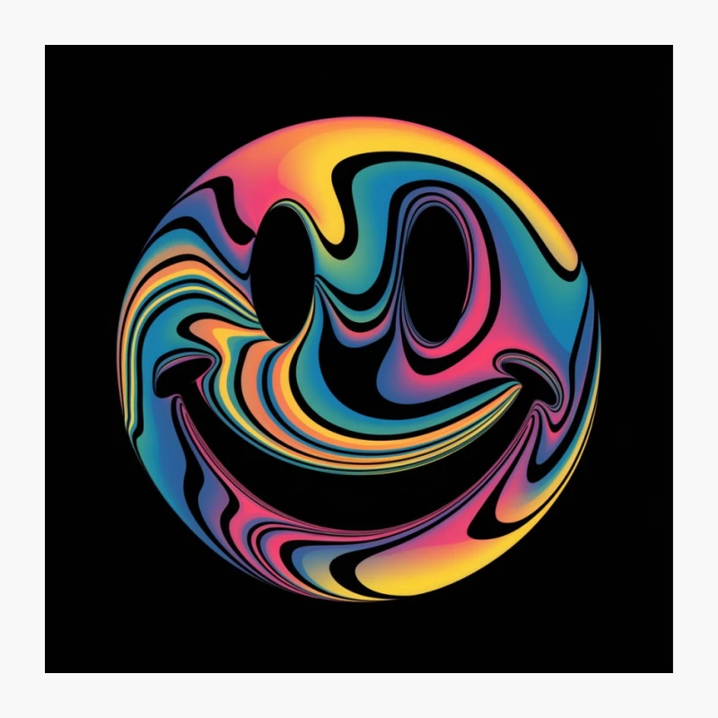 Psychedelic Circular Swirl: Abstract Colorful Digital Fluid Art Pin