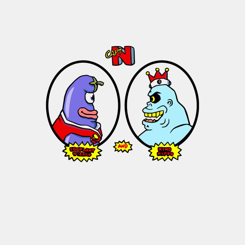 Retro Gaming Cartoon Characters: Eggplant Man Meets King Hippo Male Tank Top