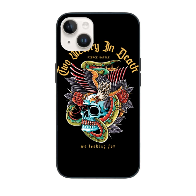 Fierce Battle Tattoo Design Featuring Skull, Eagle, and Snake iPhone Case