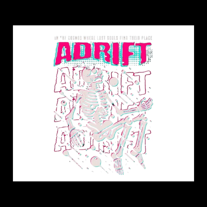 Adrift Skeletal Typography Design in Retro Punk Style Tapestry