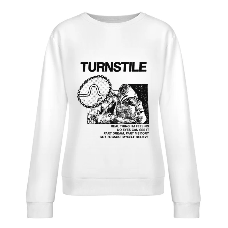 Turnstile Punk Rock Album Cover Art - "Real Thing I'm Feeling" Female Pullover Sweatshirt