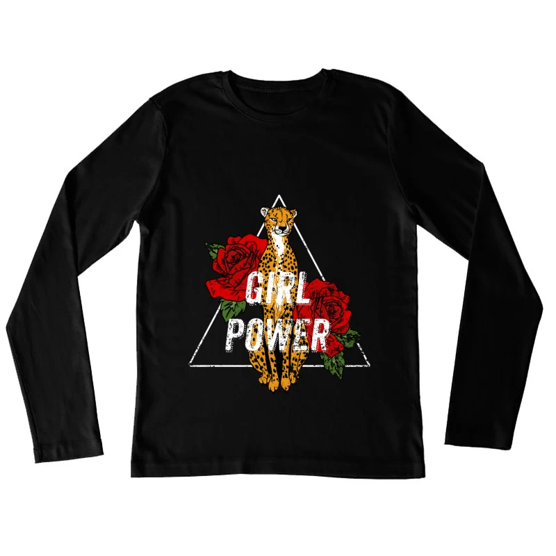Félin et Roses : Pouvoir Féminin Femme Manches Longues T-Shirt