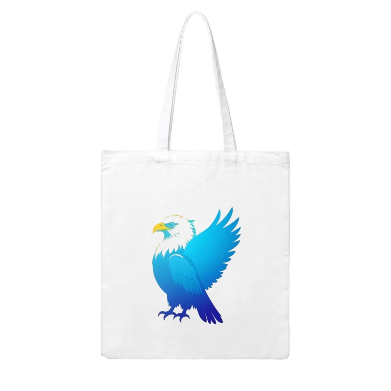 Majestic Blue Gradient Eagle Illustration Cotton Tote Bag