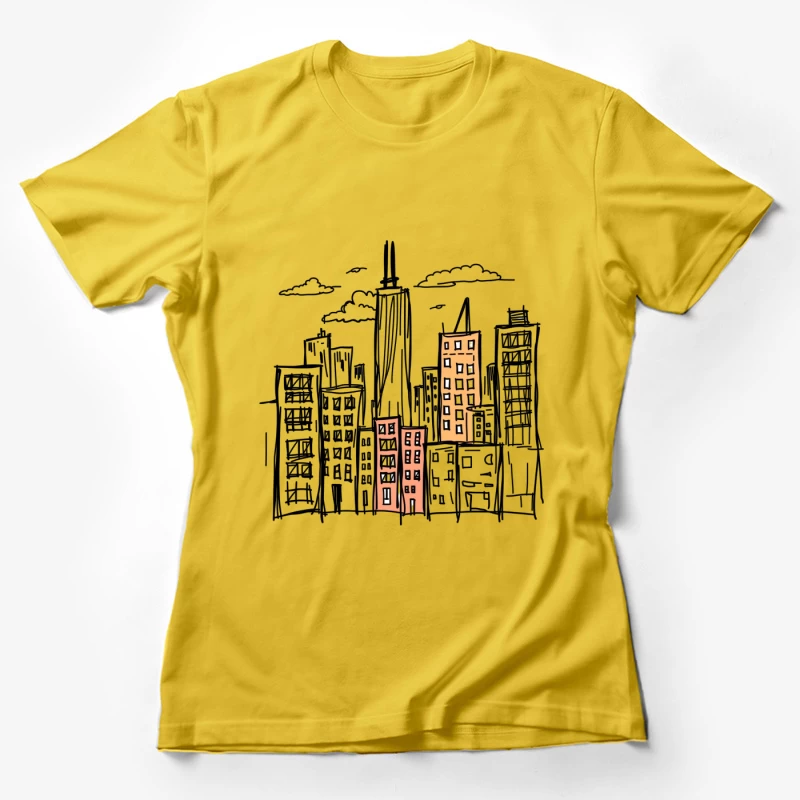City skyline illustration Female T-Shirt