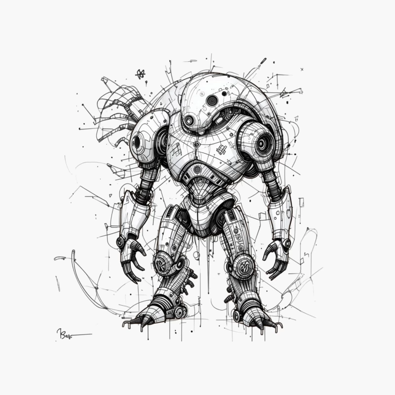 Futuristic Mechanical Robot Illustration Cotton Tote Bag