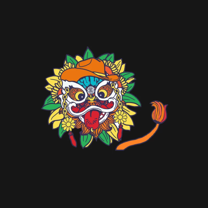 Traditionelle Maske mit Sonnenblume Herren T-Shirt