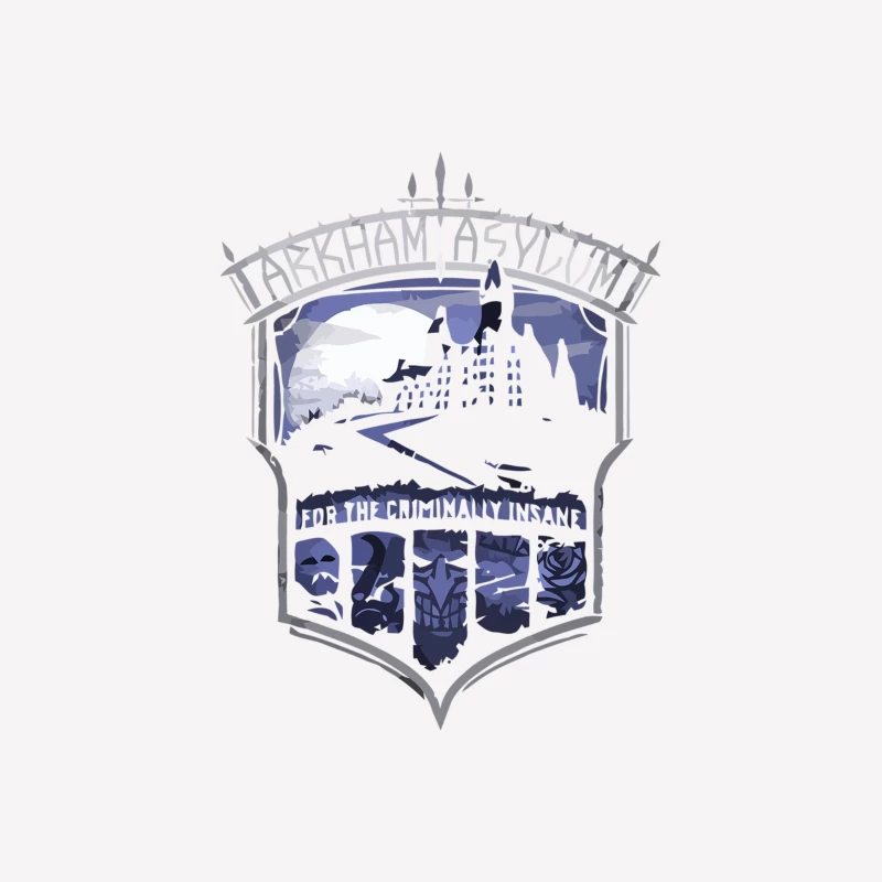 Arkham Asylum: Gothic Logo Design for Batman's Infamous Psychiatric Hospital Male T-Shirt