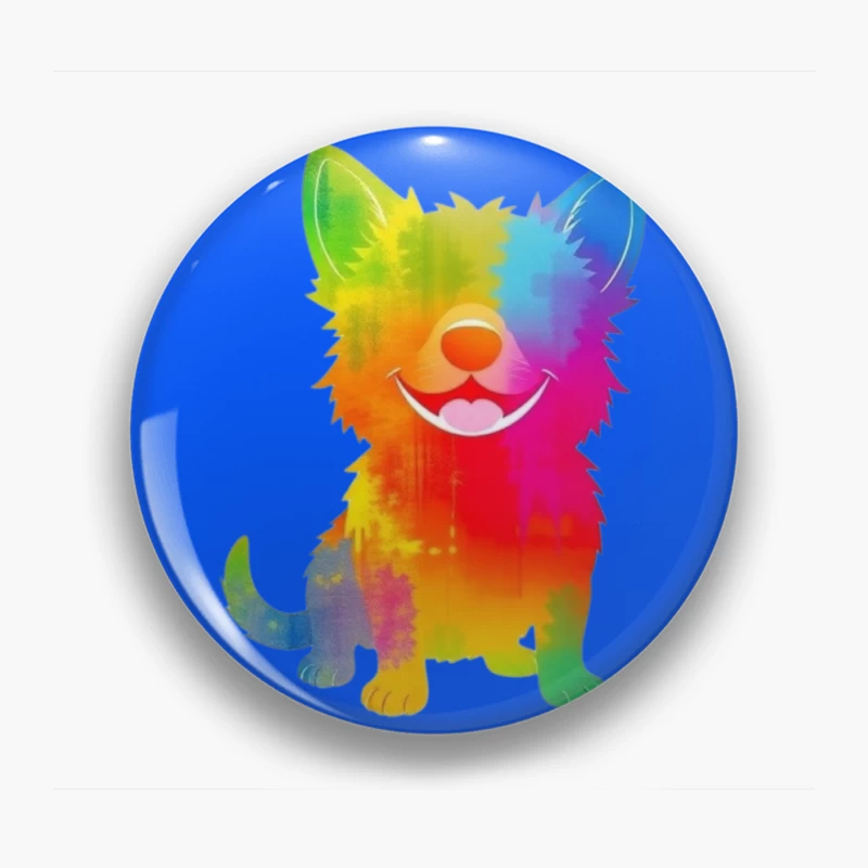 Colorful Cartoon Dog Illustration Pin
