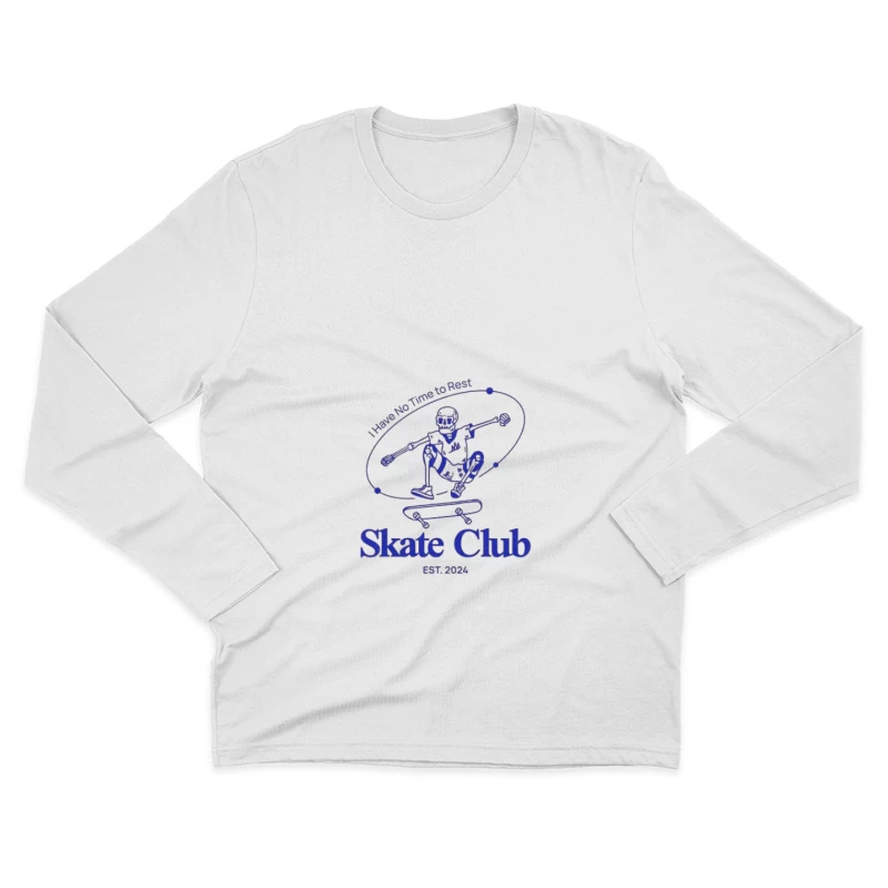 Skate Club Est 2024 Design mit Skelett Skater Herren Langarm T-Shirt