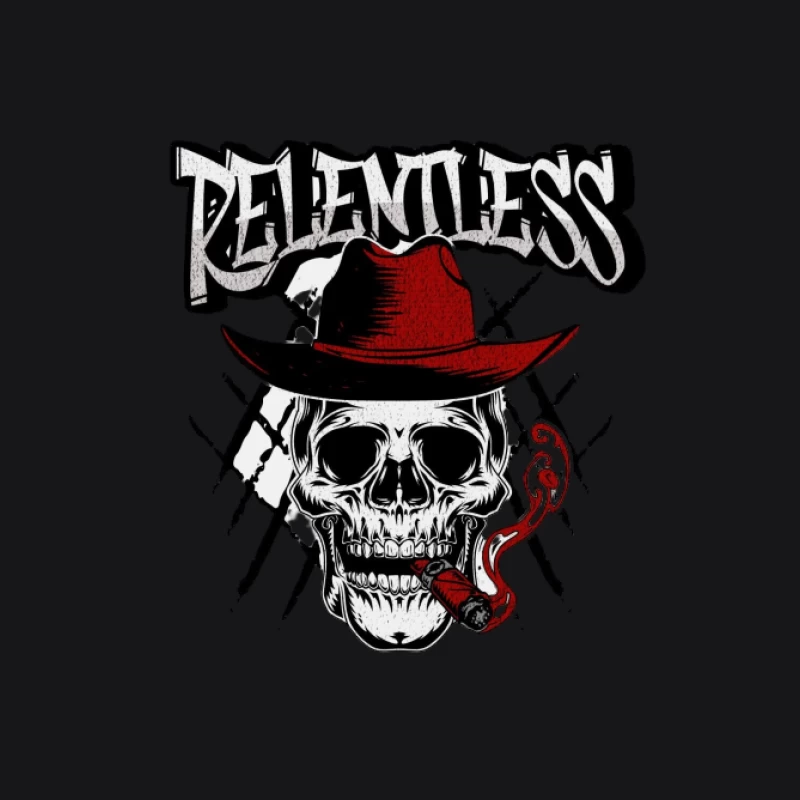 Relentless Schädel mit Hut und Zigarre Herren Pullover Hoodie