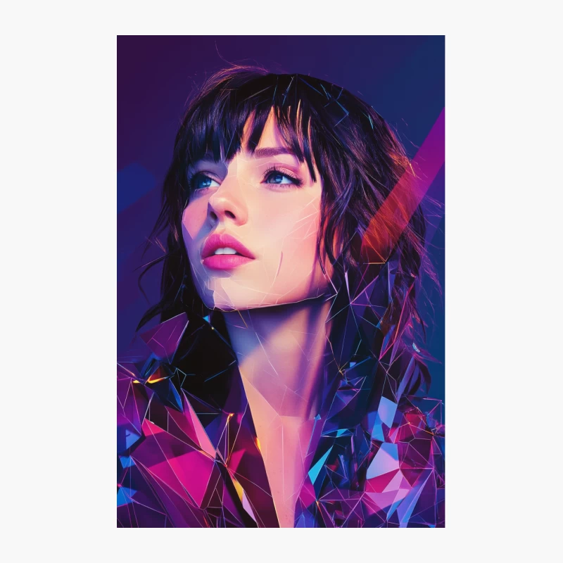 Neon-Lit Cyberpunk Portrait with Geometric Elements Cotton Tote Bag