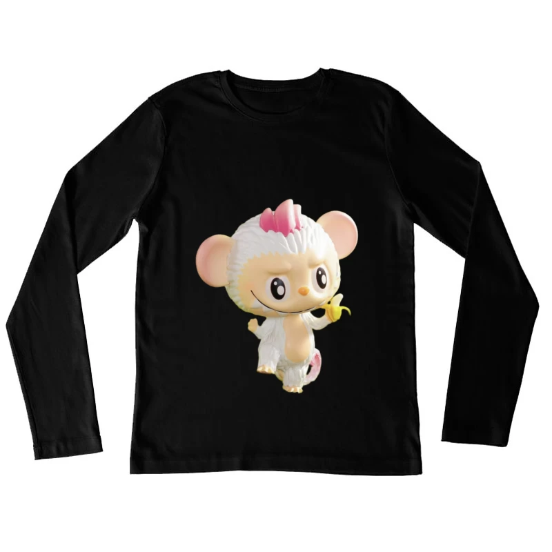 Fröhlicher Affen-Cartoon mit Banane Damen Langarm T-Shirt
