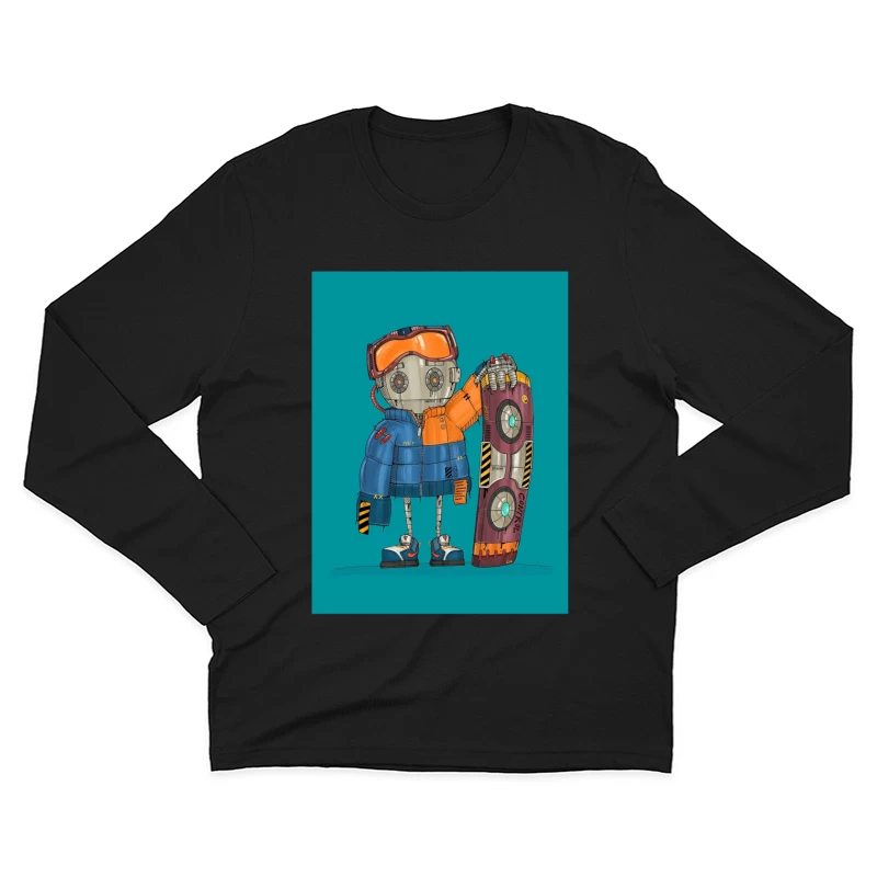 Cute Robot Skater with Futuristic Board Male Long Sleeve T-Shirt