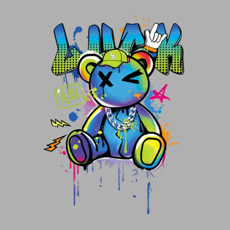 Bunter Graffiti-Bär mit Kappe Herren Tanktops