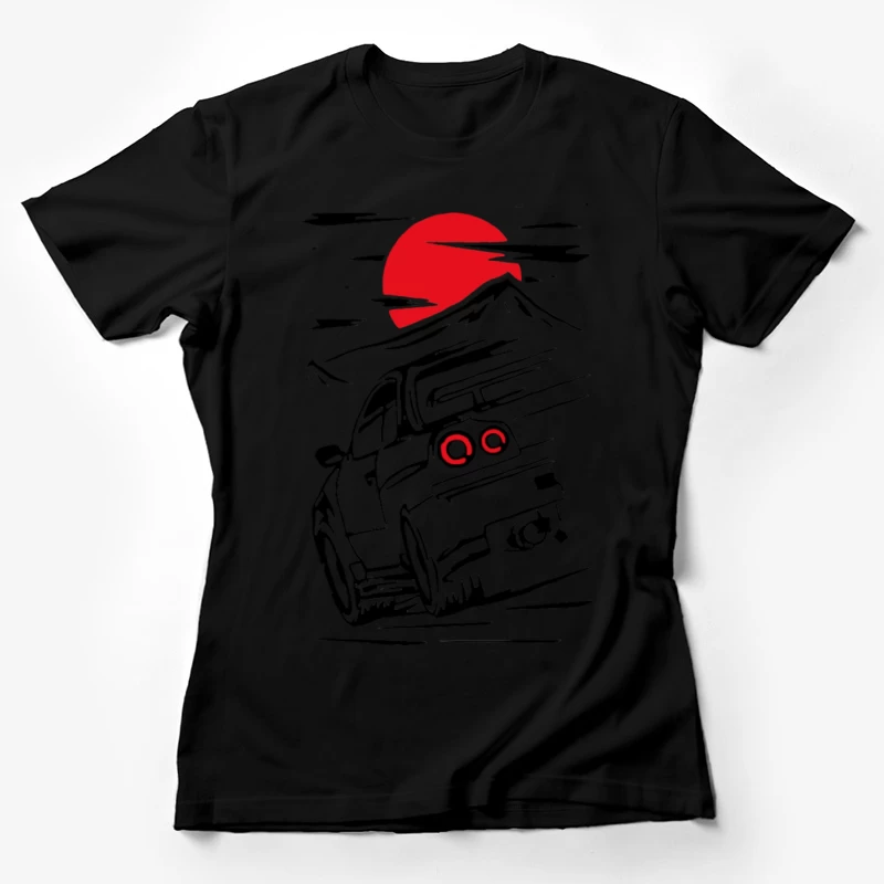 Sportwagen vor rotem Mond Damen T-Shirt