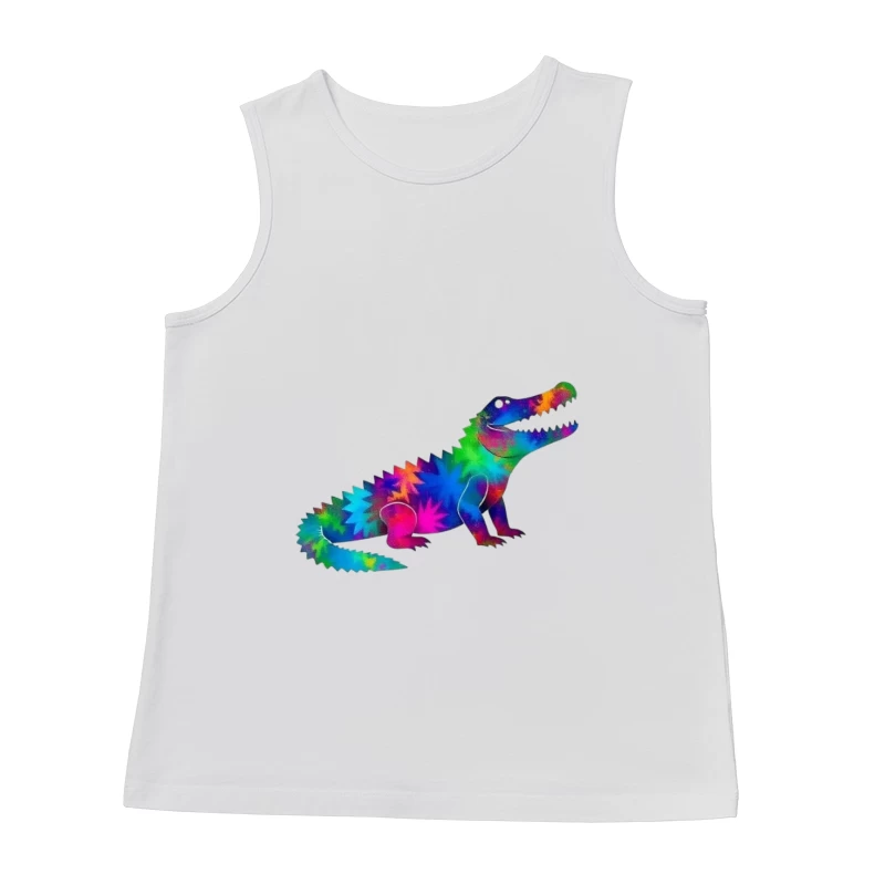 Rainbow Tie-Dye Dinosaur Digital Art Male Tank Top