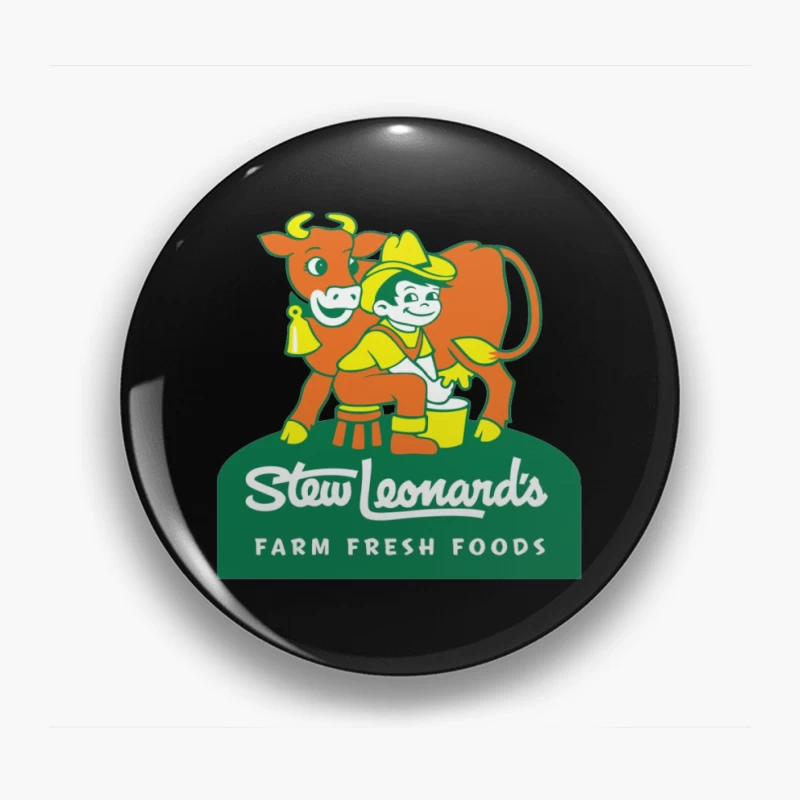 Stew Leonard's Vintage Farm Fresh Foods Logo with Cartoon Cow Pin