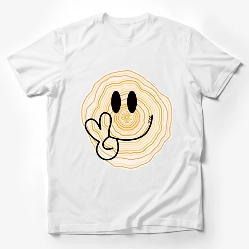 Lächelnder Holzring mit Friedenszeichen Herren T-Shirt