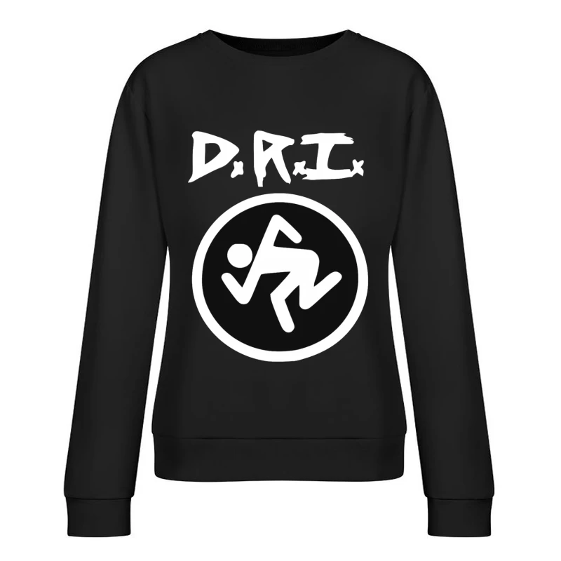 DRI Records Running Man Logo in Black and White Circle Female Pullover Sweatshirt