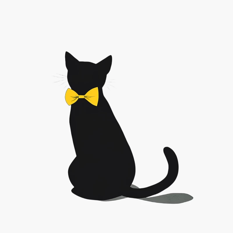 Minimalist Black Cat Silhouette with Yellow Bowtie Cotton Tote Bag