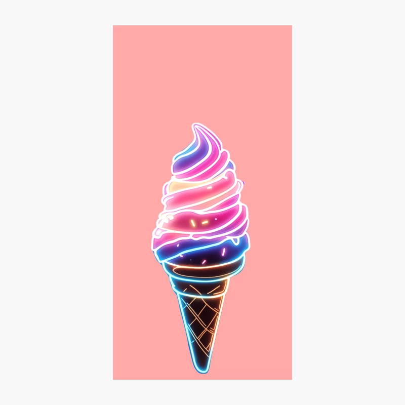 Neon Glowing Swirled Ice Cream Cone iPhone Case