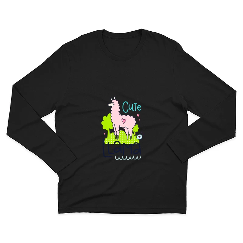 Lama mignon avec cœur Homme Manches Longues T-Shirt