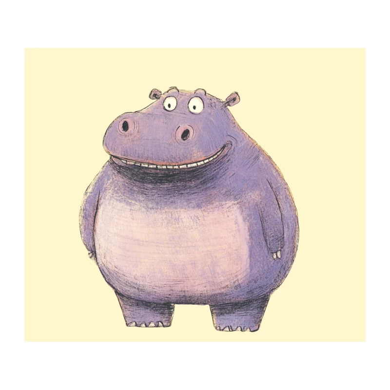 Cute Purple Cartoon Hippo Illustration Tapestry