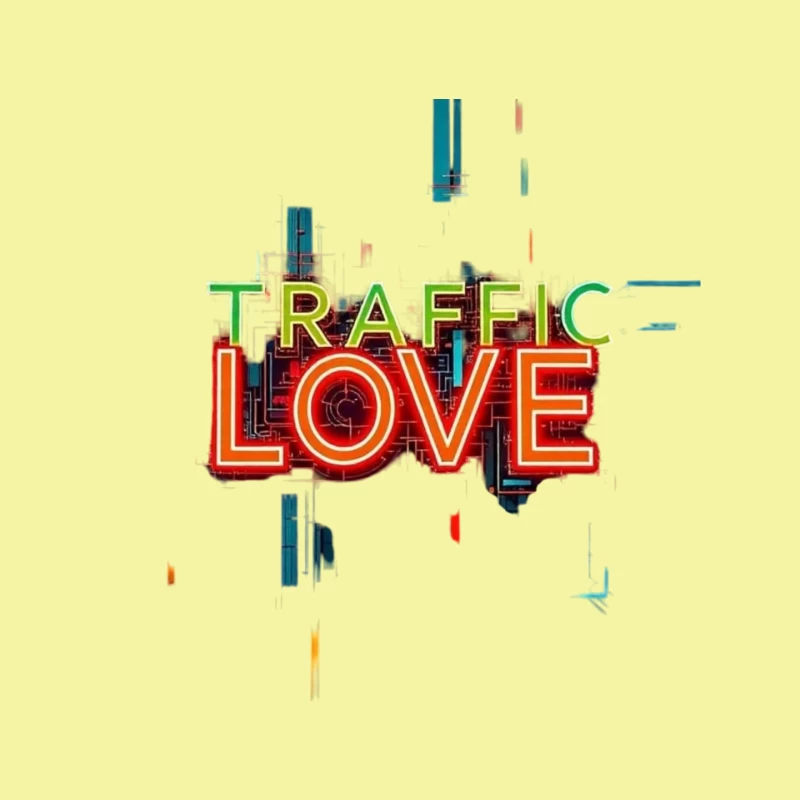 Neon Traffic Love Typography with Glitch Effect Mouse Pad