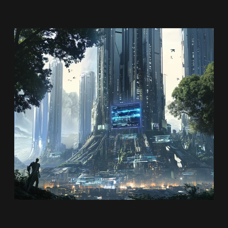 Futuristic Metropolis: Where Nature Meets Technological Utopia Mouse Pad