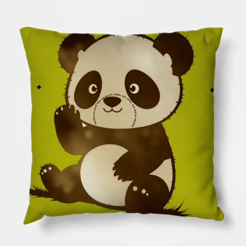 Cute Cartoon Panda Bear Illustration Throw Pillow