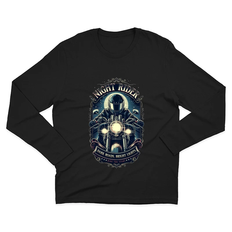 Vintage Night Rider Motorcycle Badge Design Male Long Sleeve T-Shirt