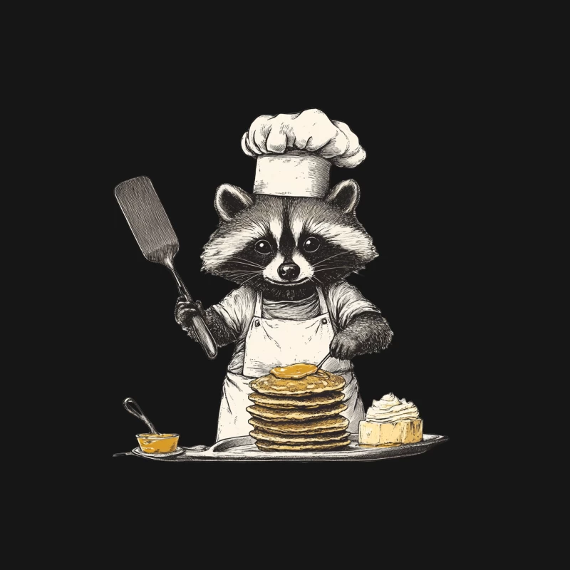 Culinary Raccoon: A Whimsical Chef's Pancake Adventure Mouse Pad