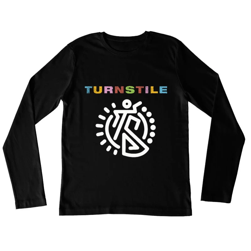 Colorful Turnstile Logo Design with Geometric Pattern Female Long Sleeve T-Shirt