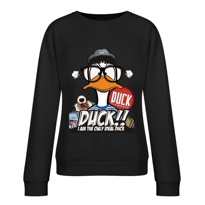 Comic-Ente mit Hund Damen Pullover Sweatshirt