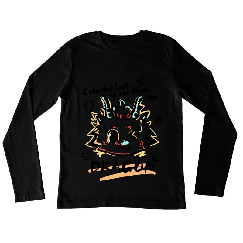 Stilisierter Drachenkopf Damen Langarm T-Shirt