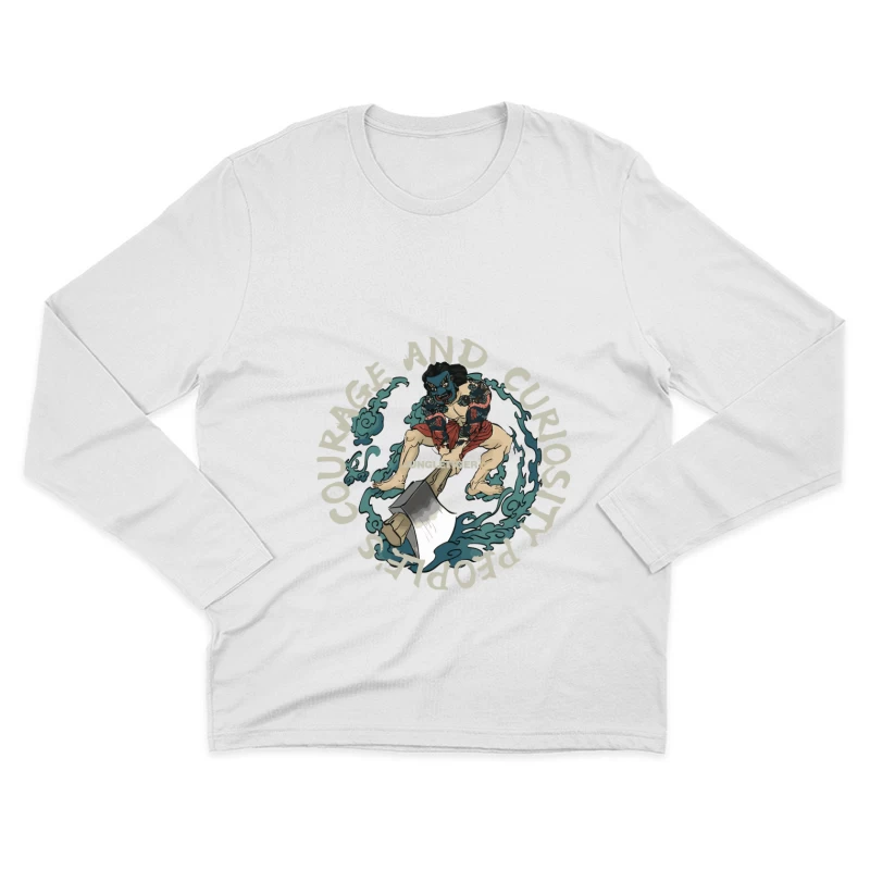 Kriegerdesign mit Axt und Schriftzug Herren Langarm T-Shirt