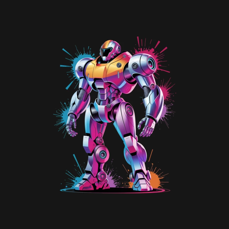 Vibrant Futuristic Robot with Splashy Background Mouse Pad