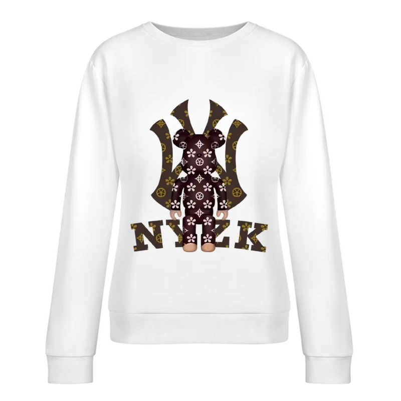 Künstlerisches Bärendesign mit Monogrammmustern Damen Pullover Sweatshirt