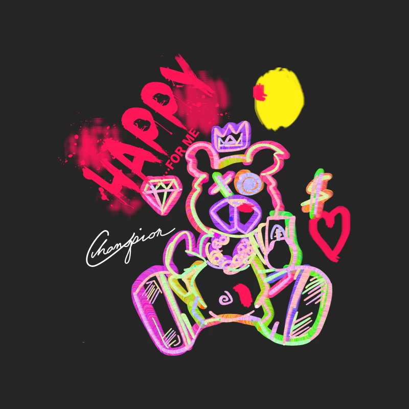 Neonbär mit Krone und Diamant Herren Pullover Sweatshirt