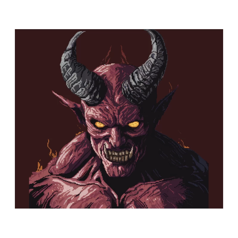 Demonic Red Devil with Horns: Evil Fantasy Creature Tapestry