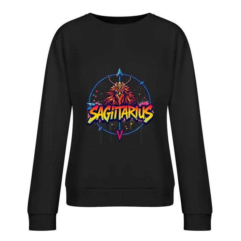 Sagittarius Zodiac Sign Illustration Female Pullover Sweatshirt