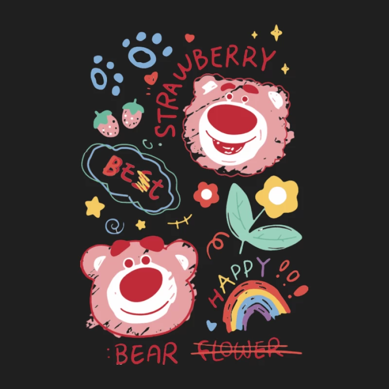 Bären und Erdbeeren Grafik Herren Tanktops